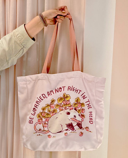 POSSUM MOOD ZIPPERED TOTE BAG