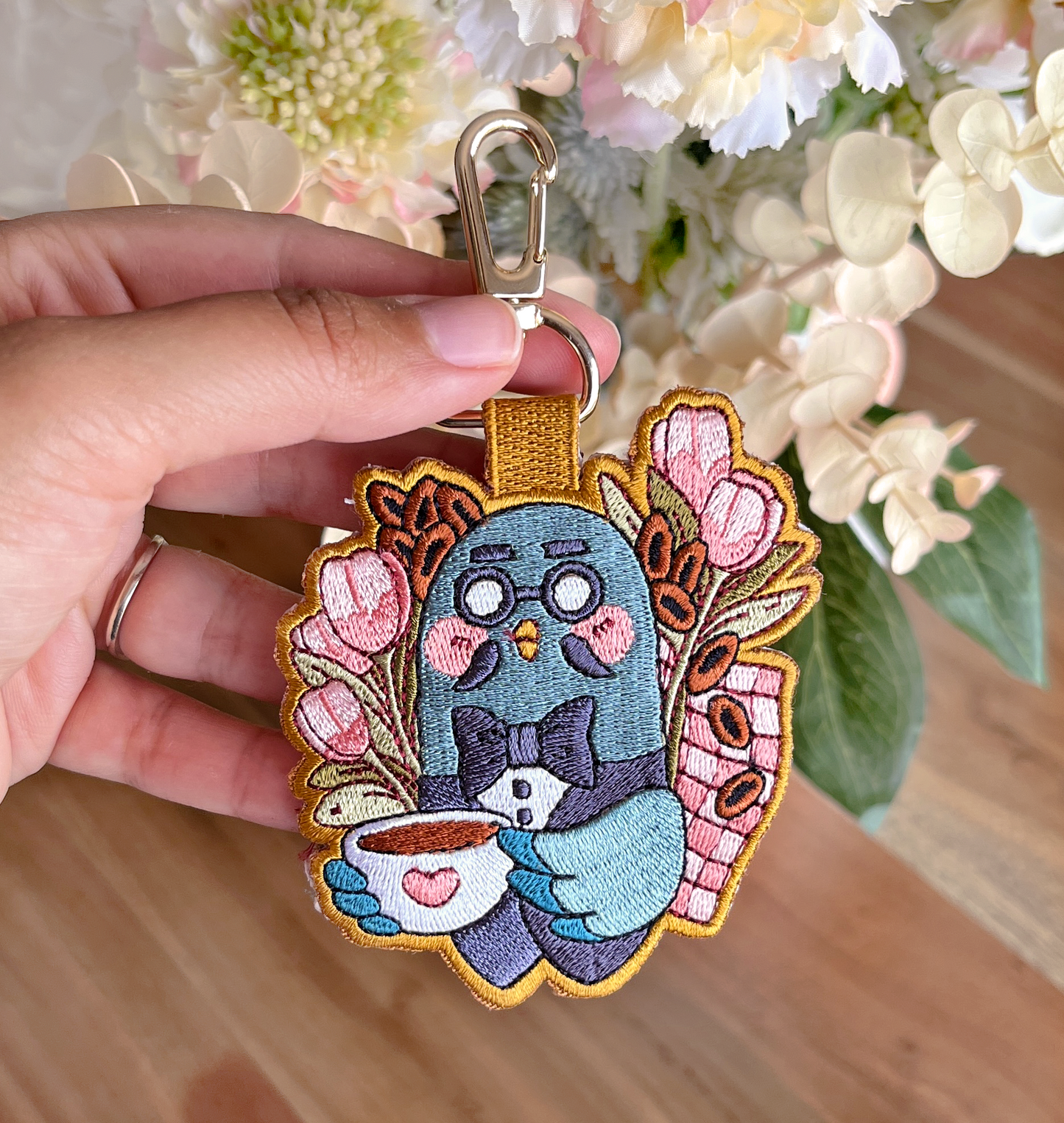 PIGEON EMBROIDERED KEYCHAIN