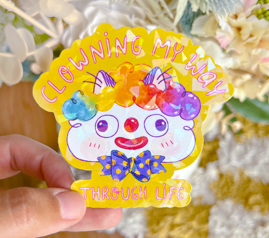 CLOWNING CAT STICKER