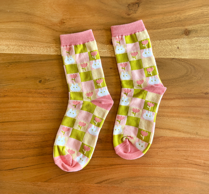 CHECKERED BUNS & TULIPS | SOCKS
