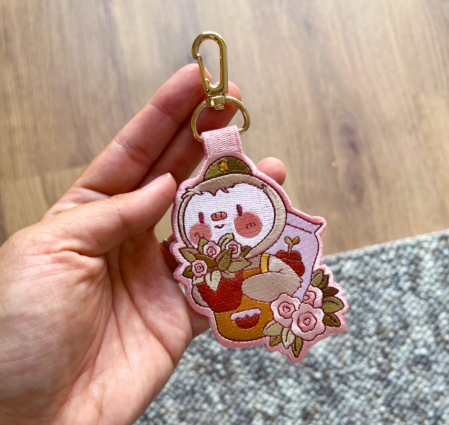 SLOTH EMBROIDERED KEYCHAIN