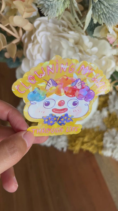 CLOWNING CAT STICKER